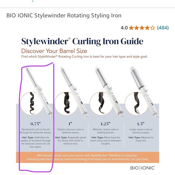 NIB BioIonic StyleWinder Rotating Styling Iron~ 0.75 inch - Picture 4 of 9